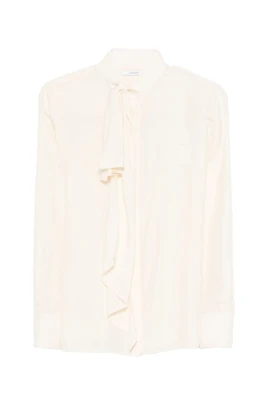 Blus i siden med rosett