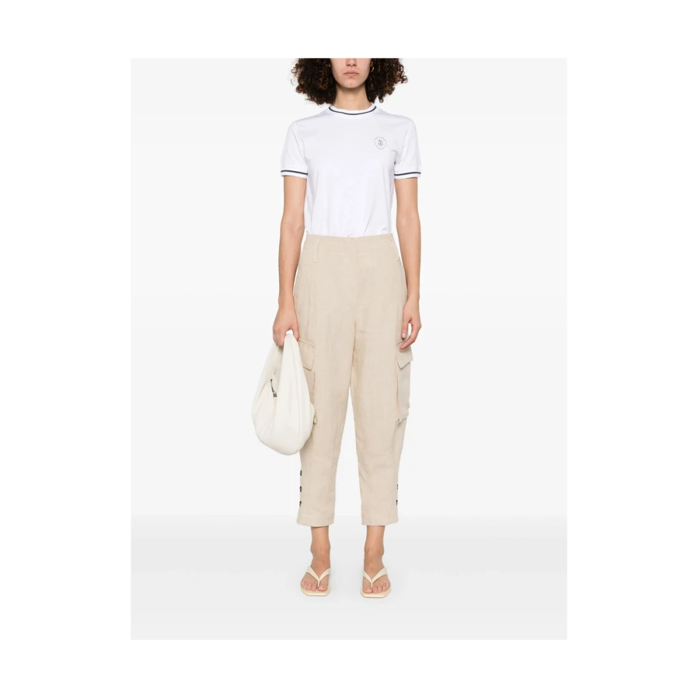 BRUNELLO CUCINELLI Beige Cargo Broek met Knoopsluiting Beige Dames