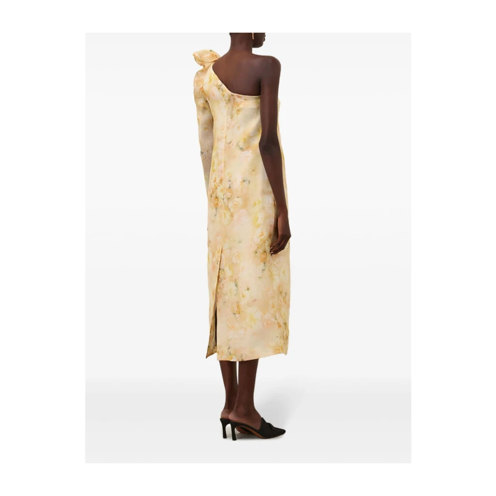 Zimmermann Bloemen lange mouw ceintuur jurk Yellow Dames