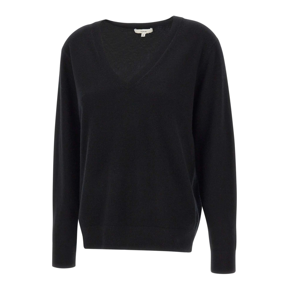Vince Black Cashmere Knitwear, Female, M, Cashmere Weekend V-Neck Jumper