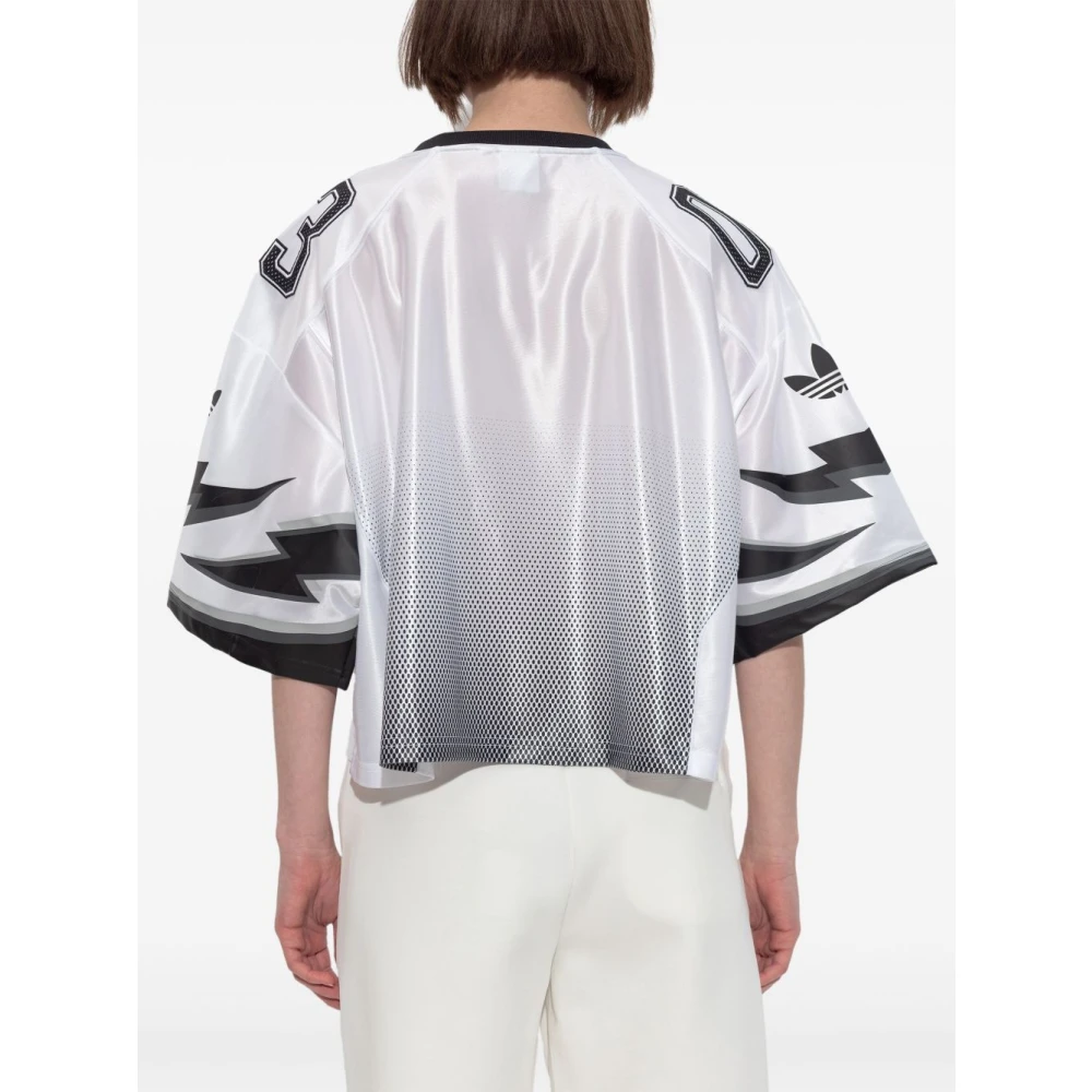 Adidas V-hals T-shirt met zwarte details White Dames