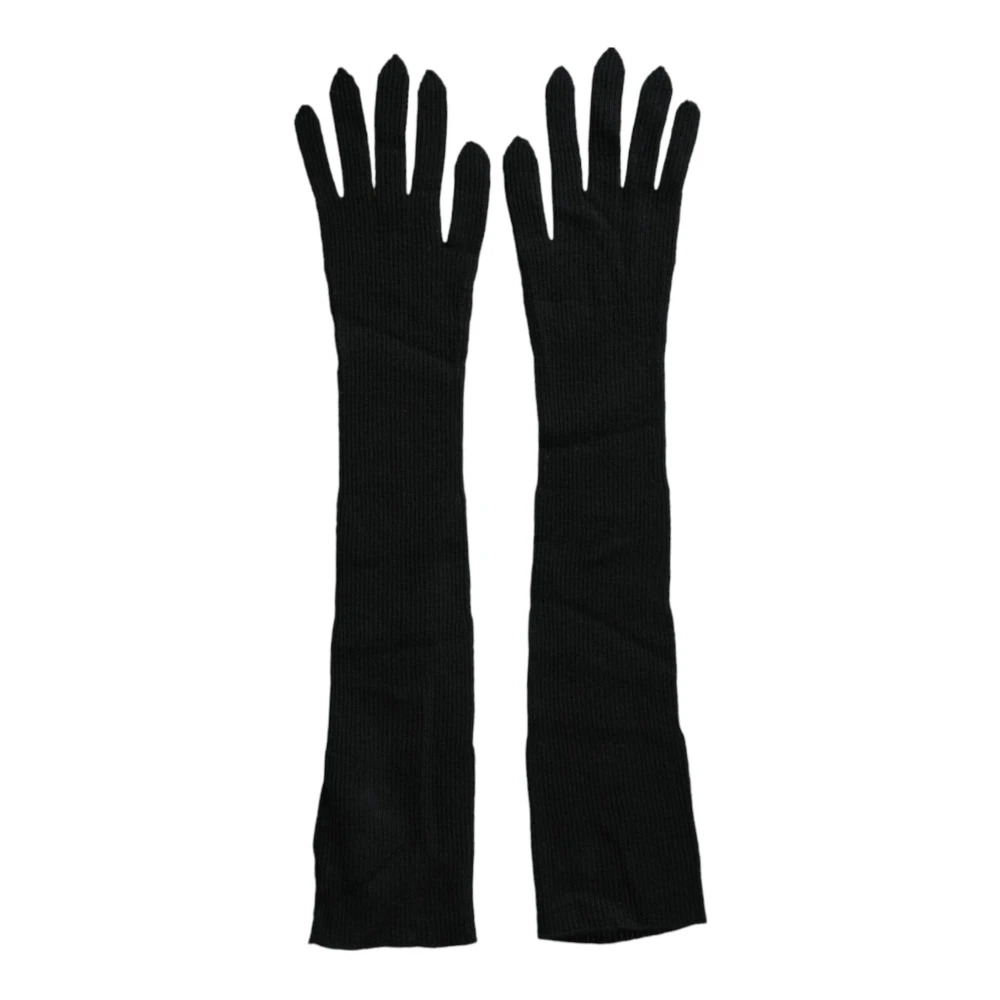 Dolce & Gabbana Luxe Cashmere Ellebooglengte Handschoenen Black Dames