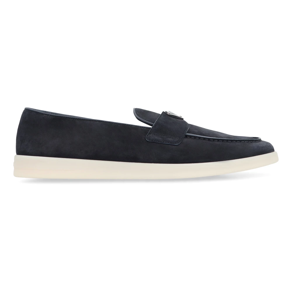 Prada Men's Blue Loafers, 7 Uk, Suede Loafers