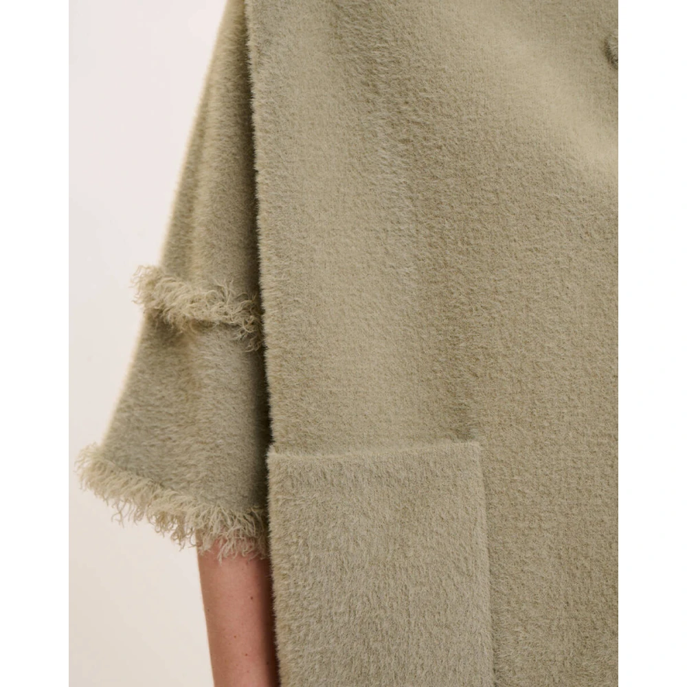 Rino&Pelle Cape Vest met Franje Detail Green Dames