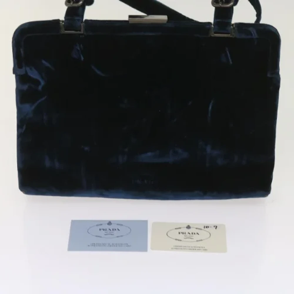 Prada Vintage Pre-owned Velvet prada-bags Blue Dames