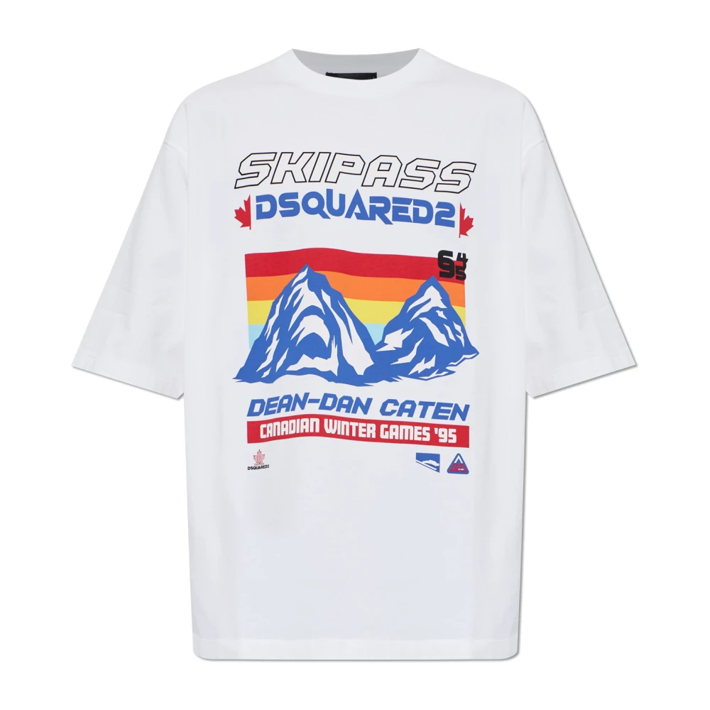 Dsquared2 , T-Shirts, Male, White, Xl, Cotton T-Shirt With Print