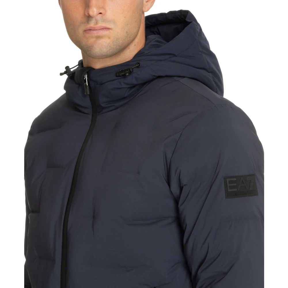 Emporio Armani EA7 Ritssluiting Effen Logo Zakken Jas Blue Heren