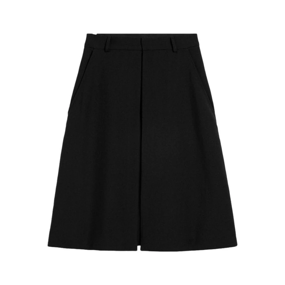 Ami Paris Zwarte Midi Rok Verhoog Stijl Moderne Vrouw Black Dames