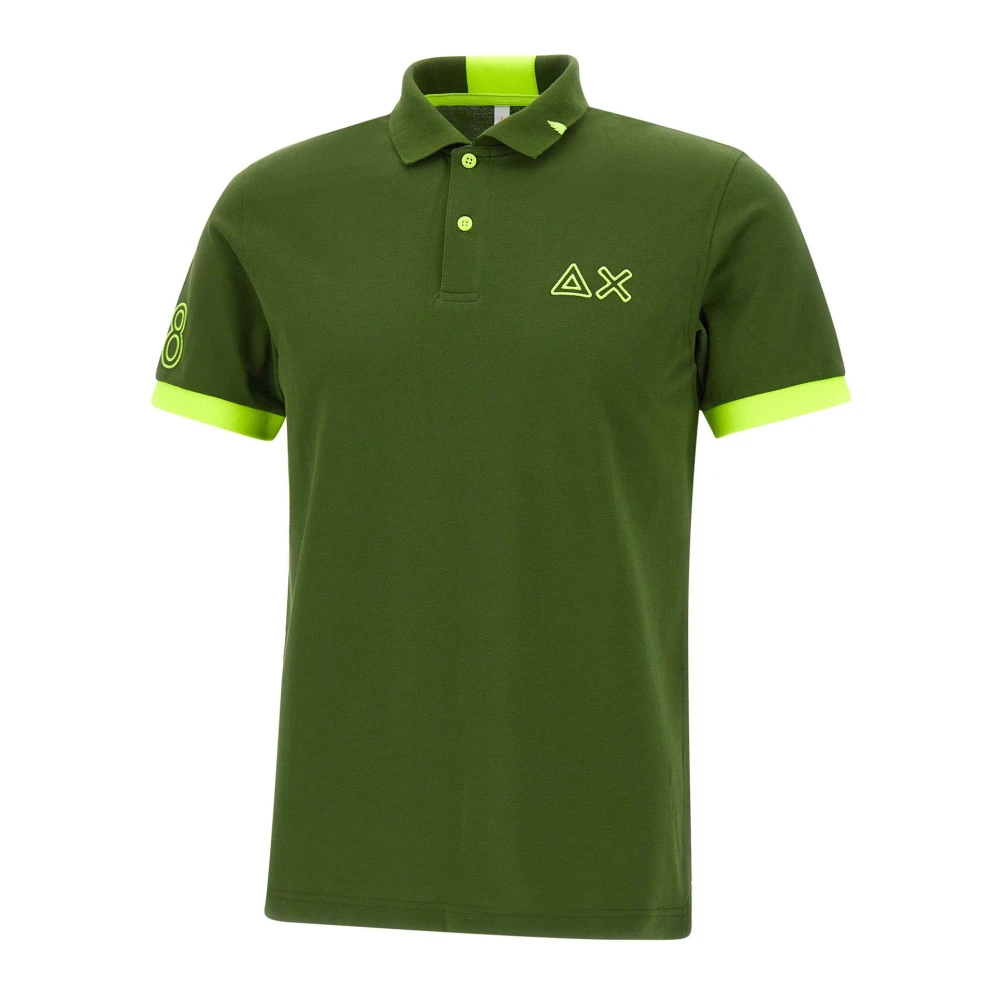 Sun68 Men's Green Polo Logo Fluo