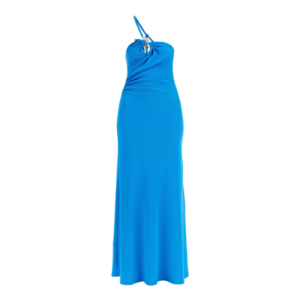 Christopher Esber One-Shoulder Maxi Klänning med Kvartsdekorationer Blue, Dam