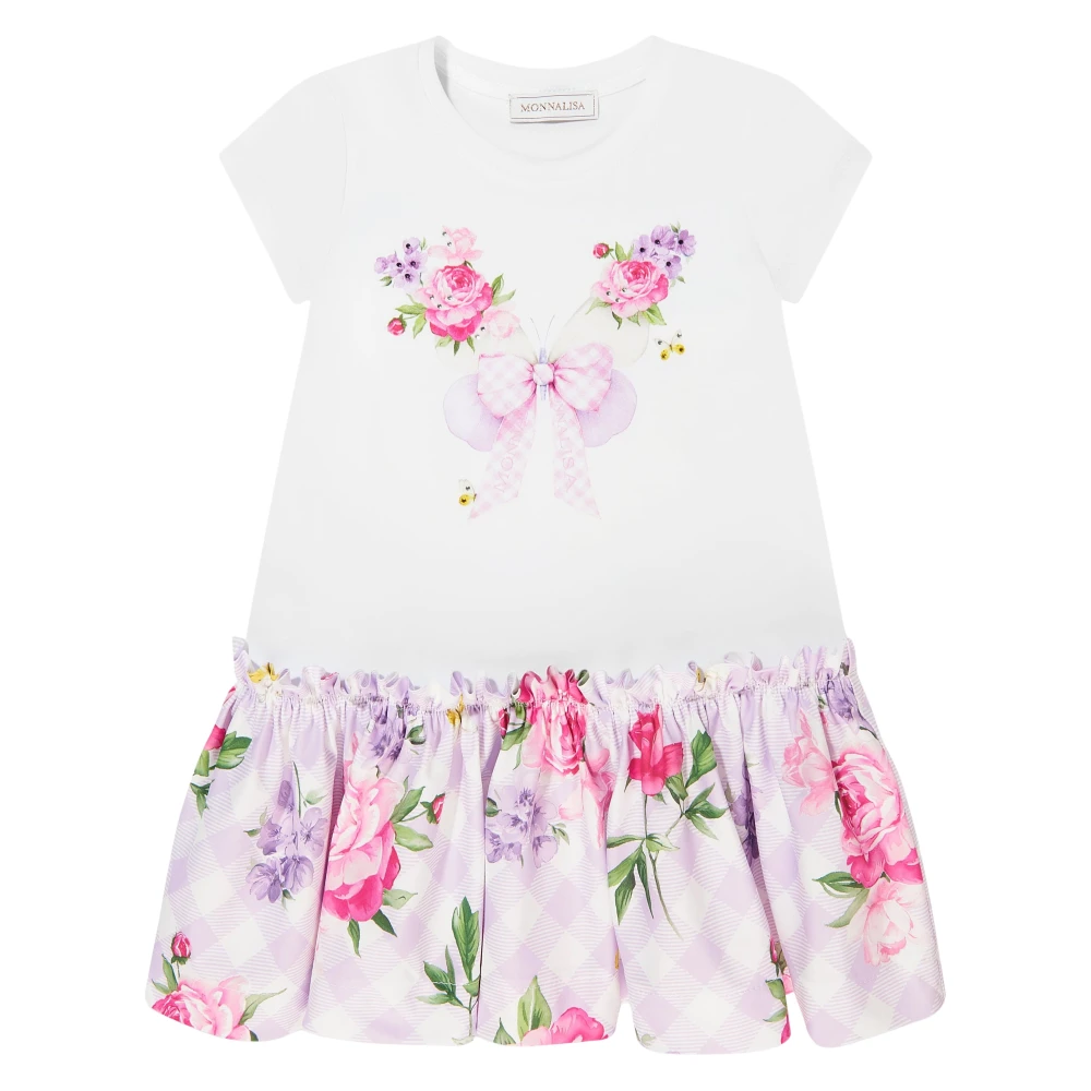 Monnalisa Girls Multicolor Floral Tulle Dress - Dresses - 5 Y - Kids