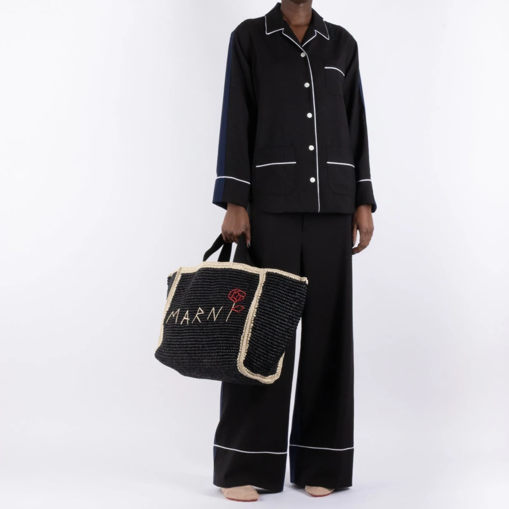 Marni Zwarte wollen broek Black Dames