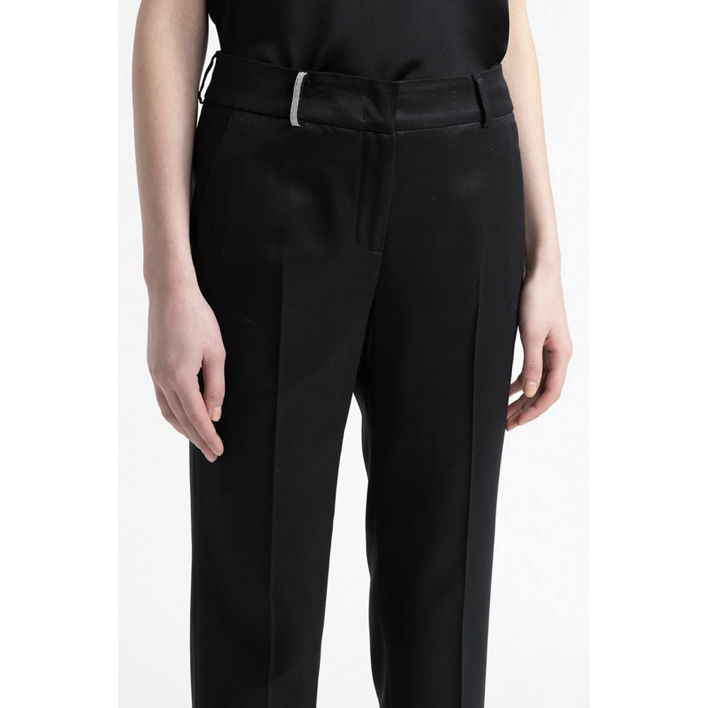 PESERICO Wol en viscose sigarettenbroek Black Dames