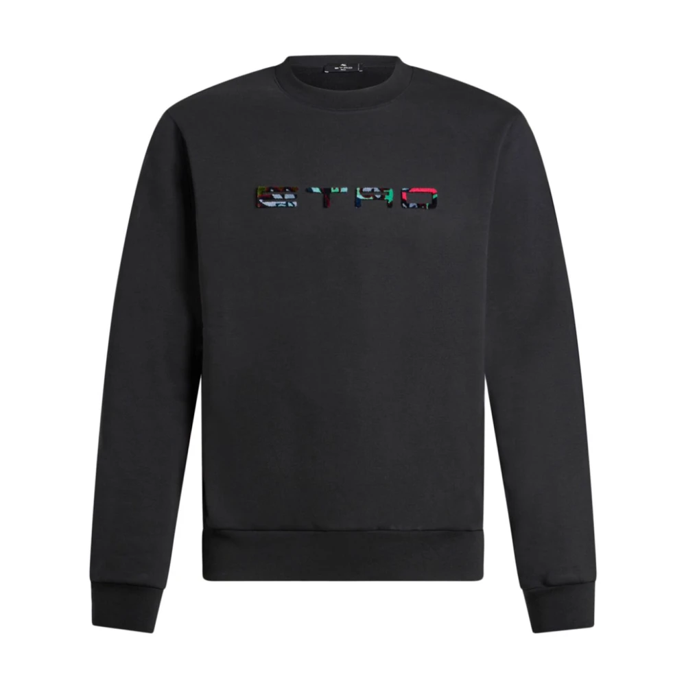 ETRO Zwarte Jersey Logo Trui Black Heren