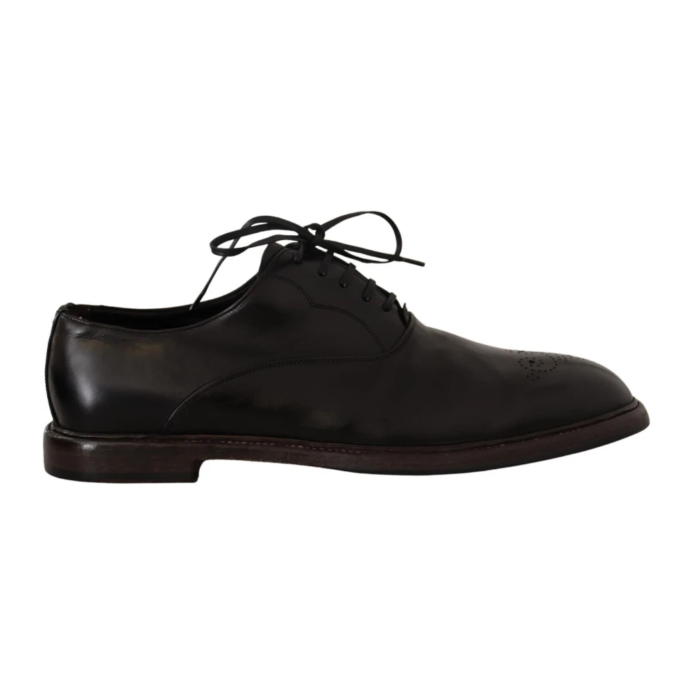 Dolce & Gabbana Men's Black Business Shoes,, Elegant Leather Derby Formal Shoes Size 10