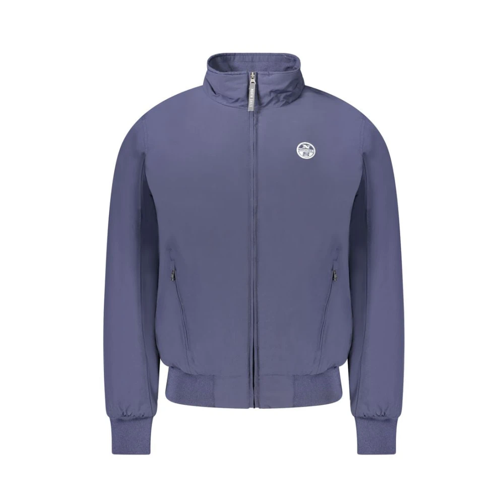 North Sails Blue Bomber Jackets, Male, L, Polyester Bomber Jacket With Pockets