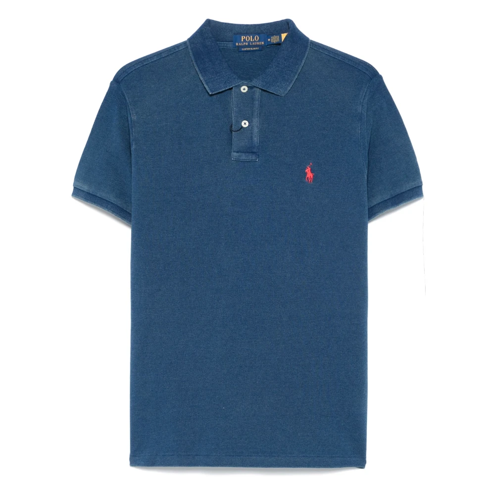 Polo Ralph Lauren Aangepaste Slim Fit Katoenen Polo Shirt Blue Heren