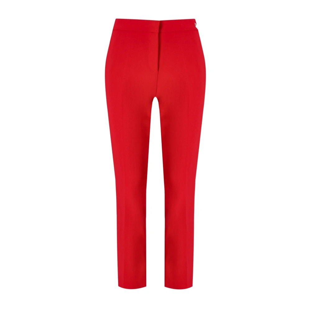 Elisabetta Franchi Red Crêpe Trousers With Slits - Female - Slim-Fit Trousers - Xl - Trousers