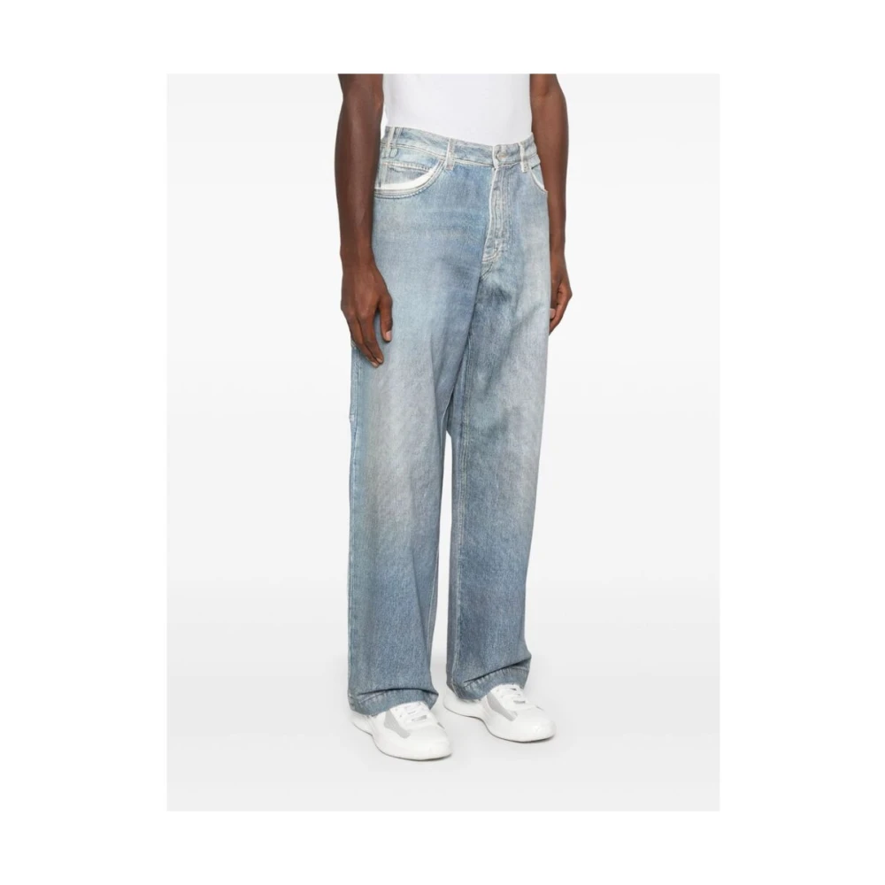 Emporio Armani Lichtblauwe Katoenmix Wide Leg Jeans Blue Heren