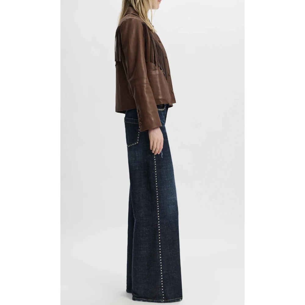 dorothee schumacher Westerse Stijl Franje Leren Jas Brown Dames