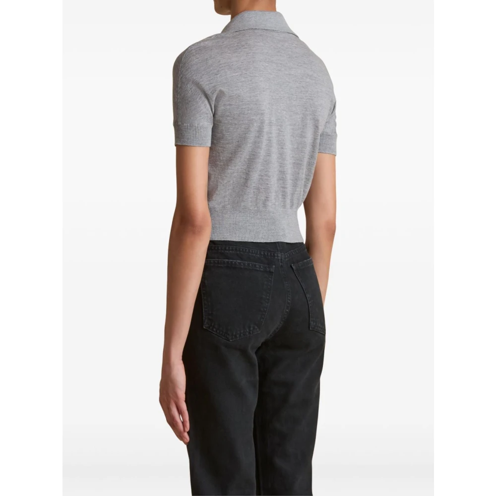 Khaite Lichtgrijze Gebreide Poloshirt Gray Dames