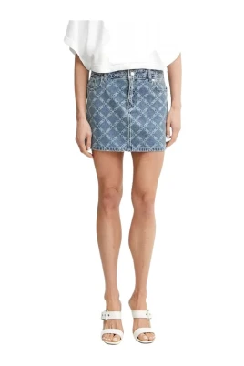 Empire Diamond Print Denimkjol