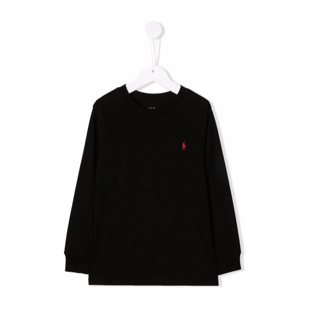 Polo Ralph Lauren Black Long-Sleeve Crewneck T-Shirt - Male - Kids Sweatshirts - S - Kids