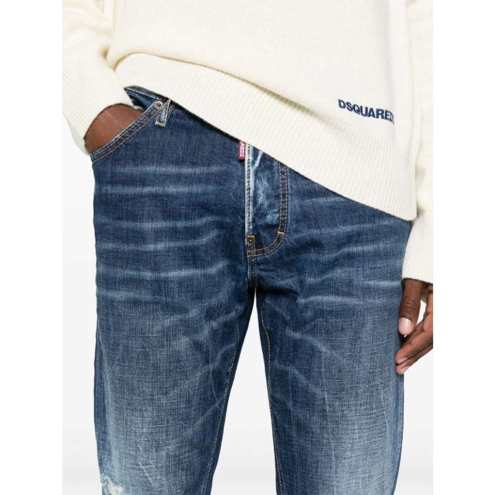Dsquared2 Slim Cut Distressed Denim Jeans Blue Heren