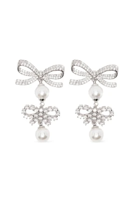 Bow Pearl Droplet Earrings