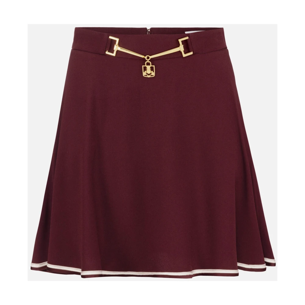 Elisabetta Franchi Cirkelvormige Crepe Mini Rok met Haak Brown Dames