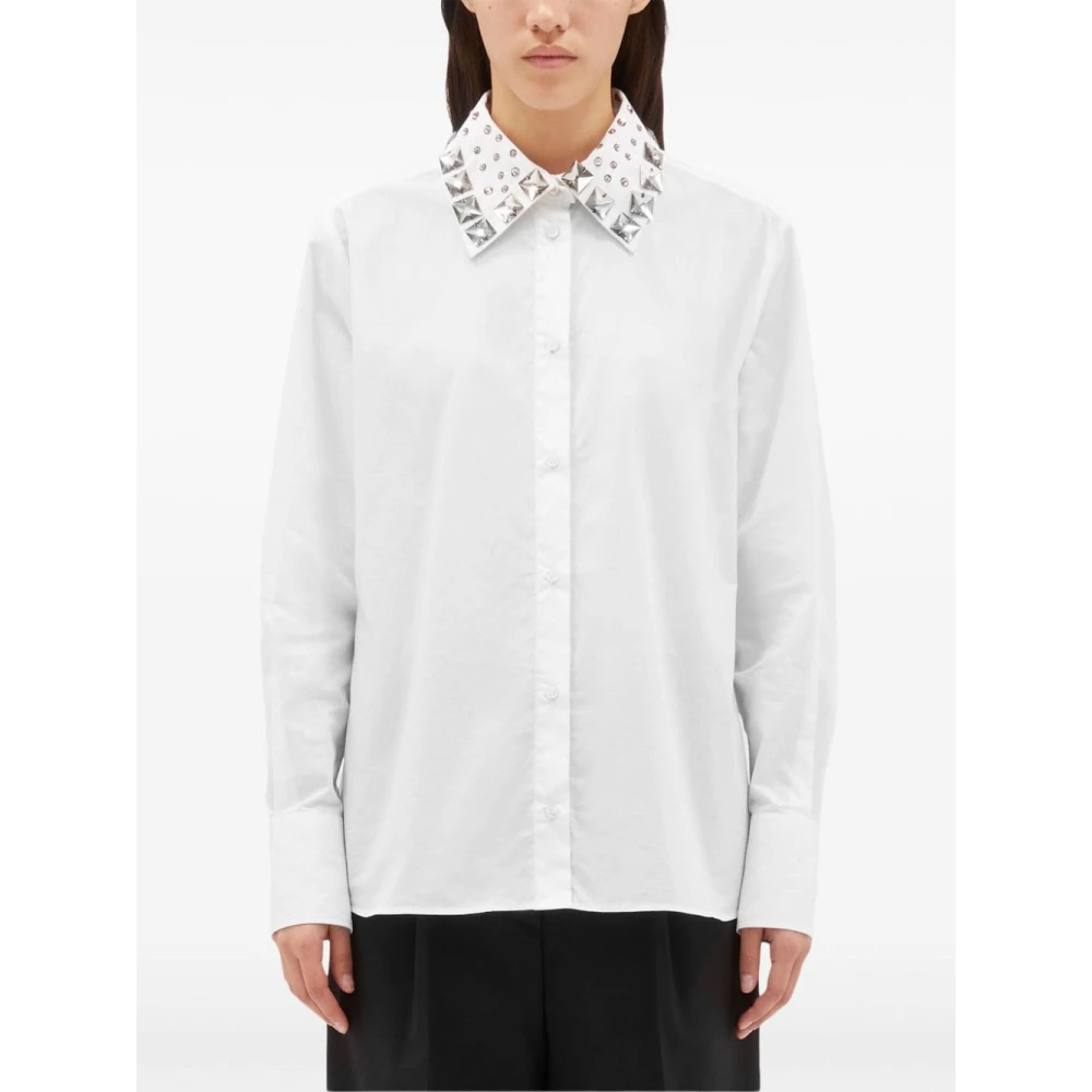 Msgm Studded Wit Shirt Aw24 White Dames