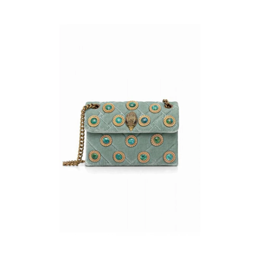 Kurt Geiger Women's Green Shoulder Bags, One Size, Velvet Mini Kensington Bag