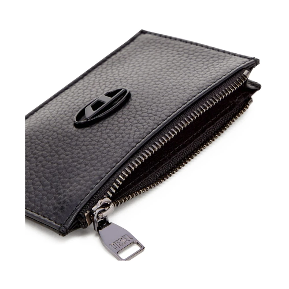 Diesel Zwart Leren Ovaal Logo Kaartsleuven Black Dames