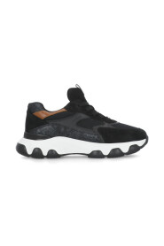 Czarne Skórzane Sneakersy dla Kobiet