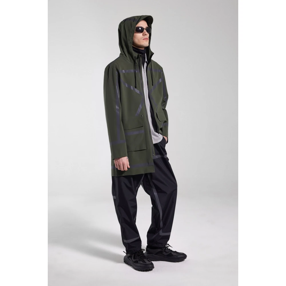 Stutterheim Waterdichte regenjas met reflecterende strepen Green Heren