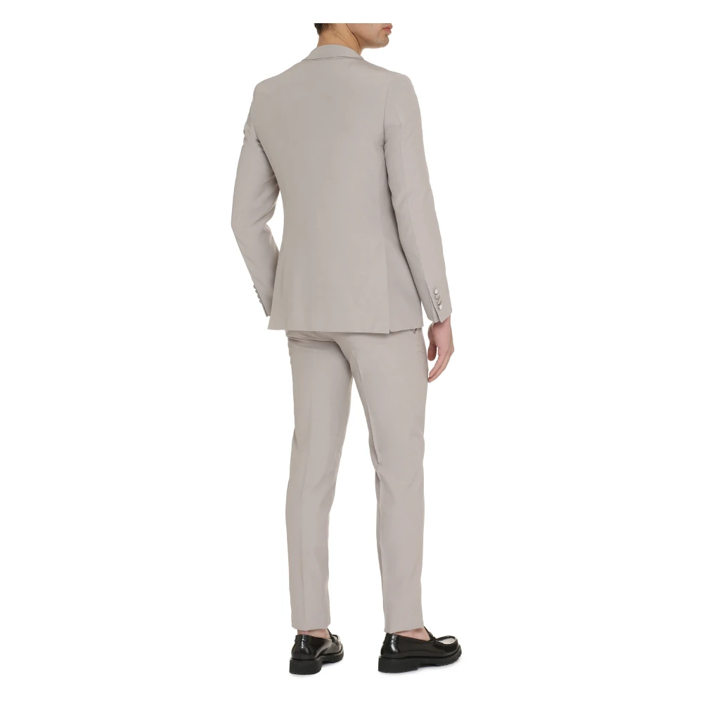 Canali Wollen pak met satijnen revers Gray Heren