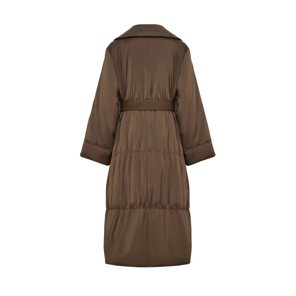 Cesare Gaspari Lange Oversized Gewatteerde Jas Brown Dames