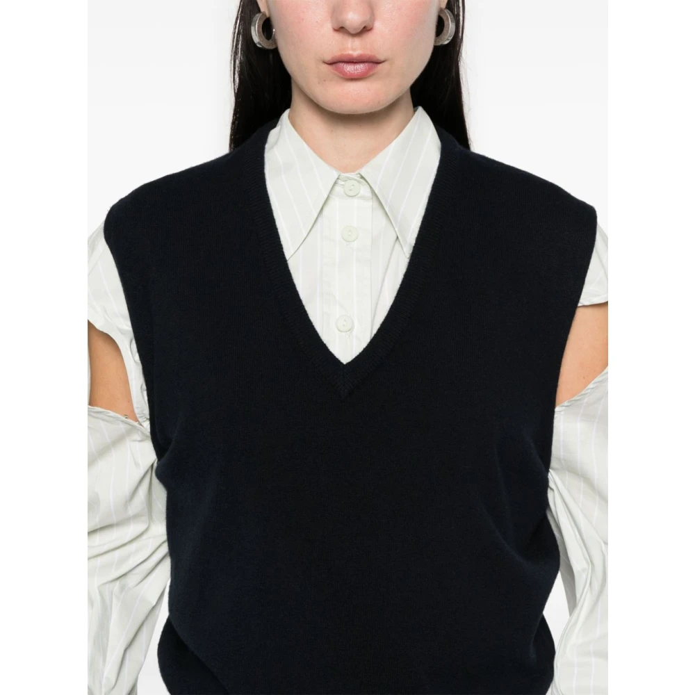 Maison Margiela Zwarte Gebreide Jas Black Dames