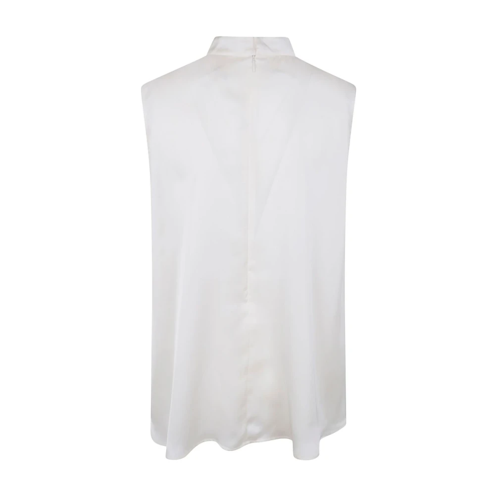 Sacai Mouwloze Satijn Chiffon Top Beige Dames