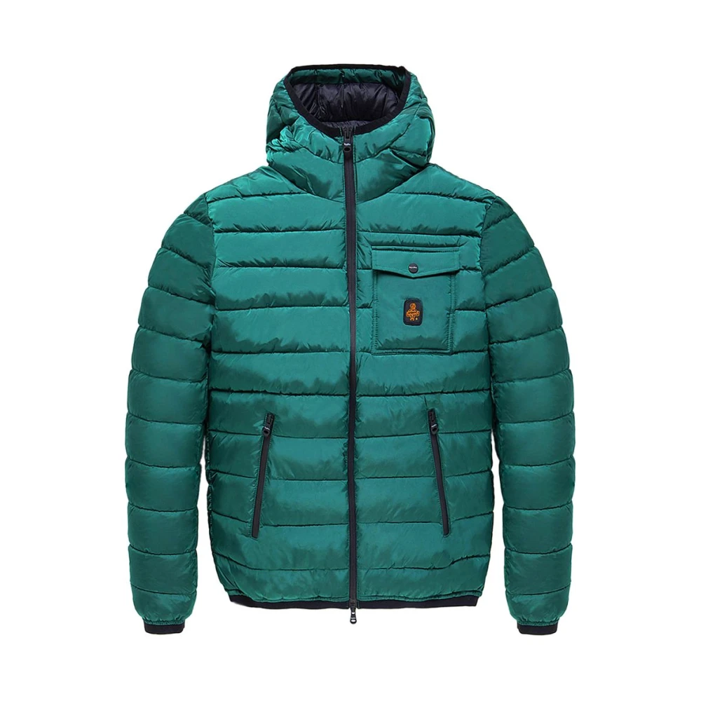 RefrigiWear Korte Nylon Donsjas met Capuchon Green Heren
