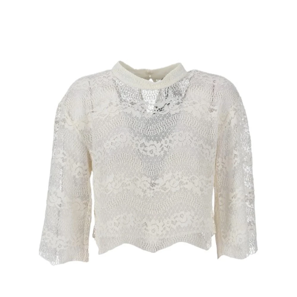 Twinset Donna Beige - Blusa In Pizzo Macramè - Blouses & Shirts - L