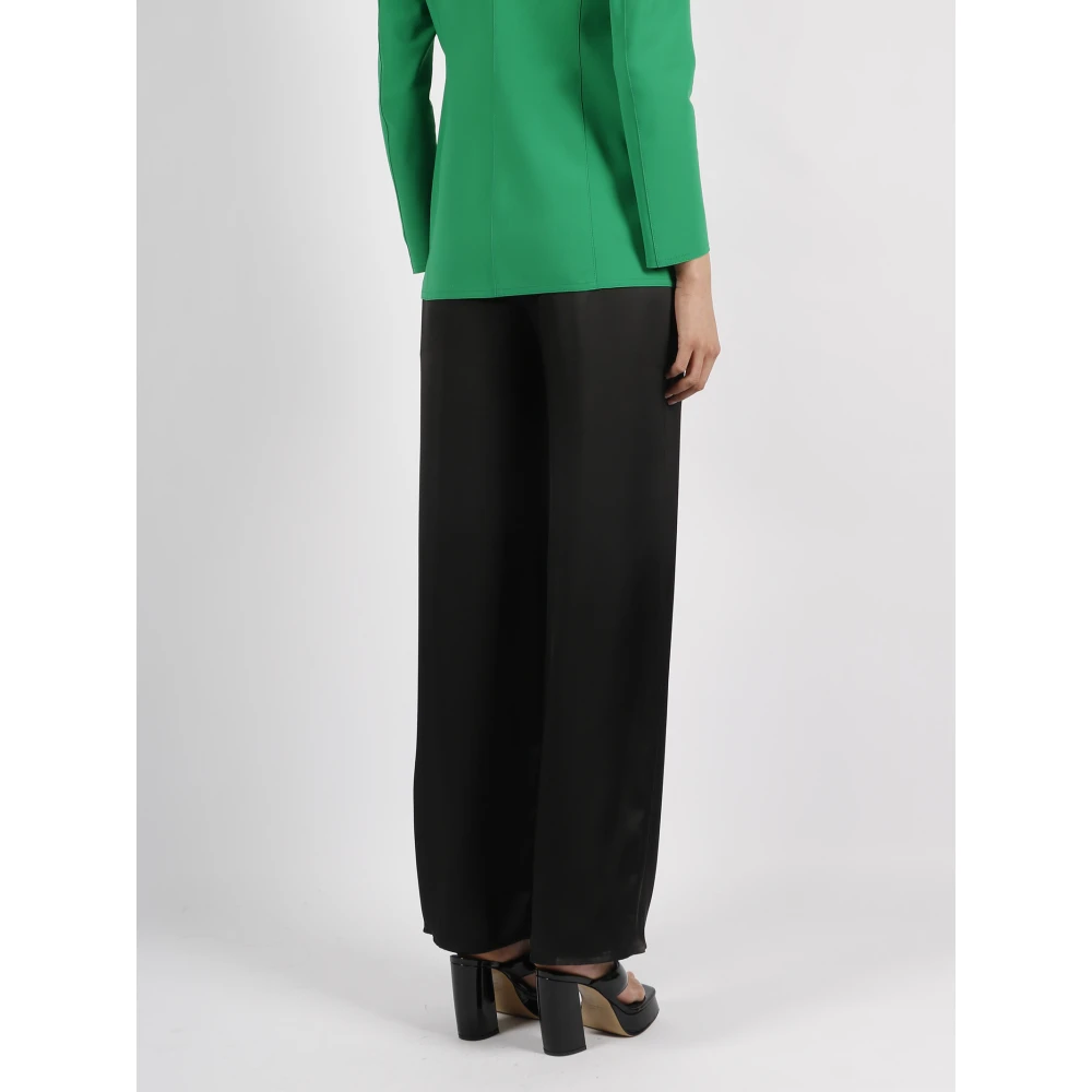 Herno Wijde Pijpen Satijnen Broek Black Dames