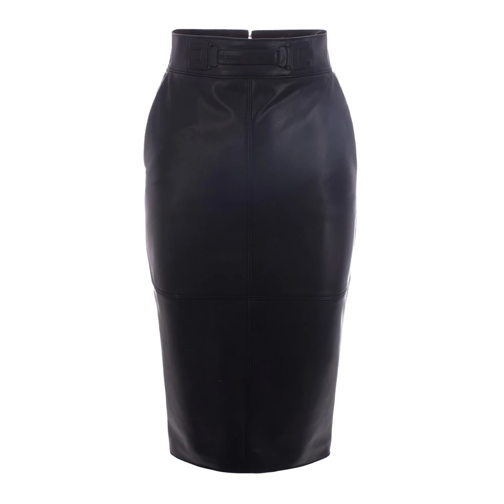 Elisabetta Franchi Women's Black Leather Pencil Skirt
