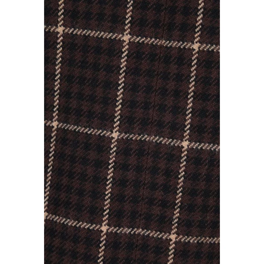 Saint Laurent Bruine Houndstooth Double-Breasted Jas Brown Dames