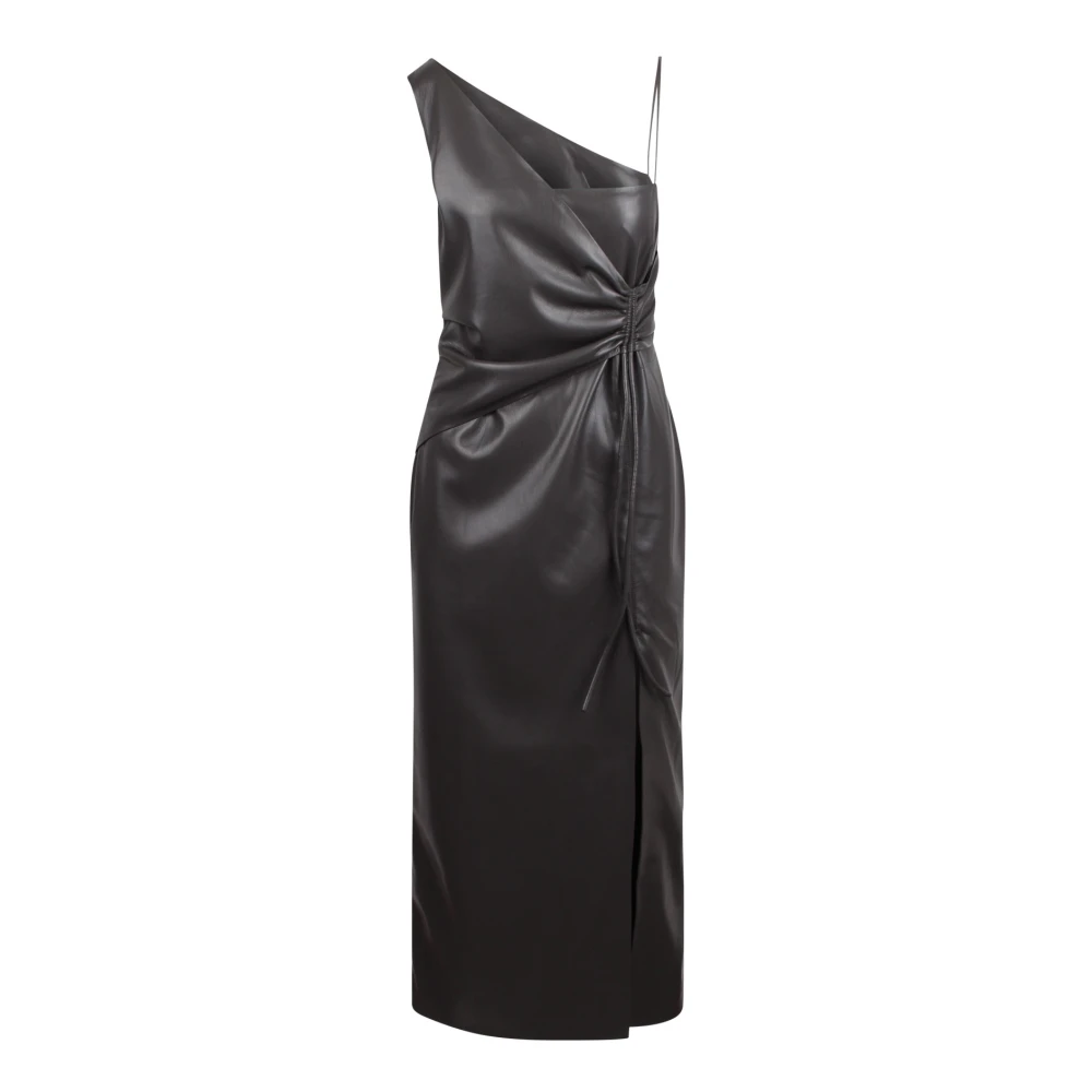 Nanushka Asymmetrische imitatieleren midi-jurk Green Dames