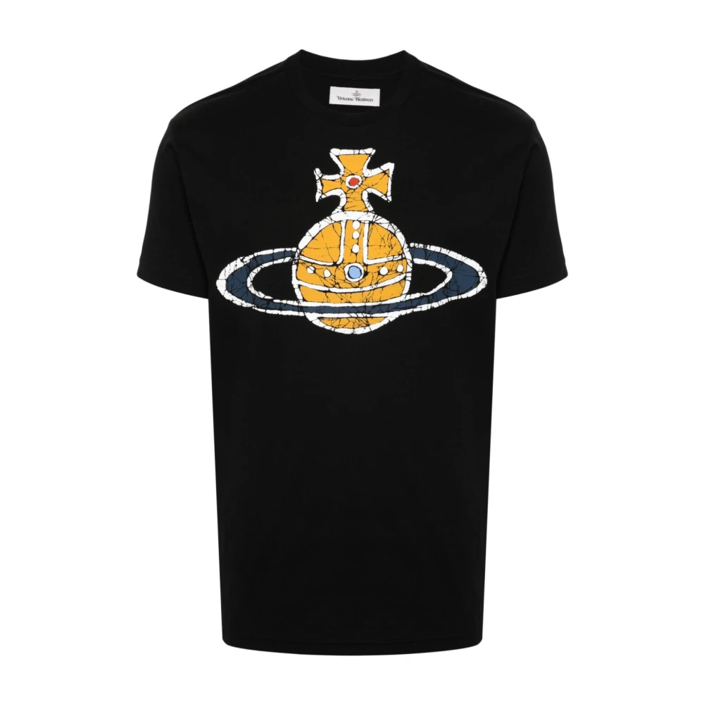 Vivienne Westwood Zwart T-shirt met handtekening Orb logo print Black Heren