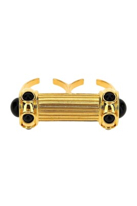 guld-onyx-dubbel-ring-armband