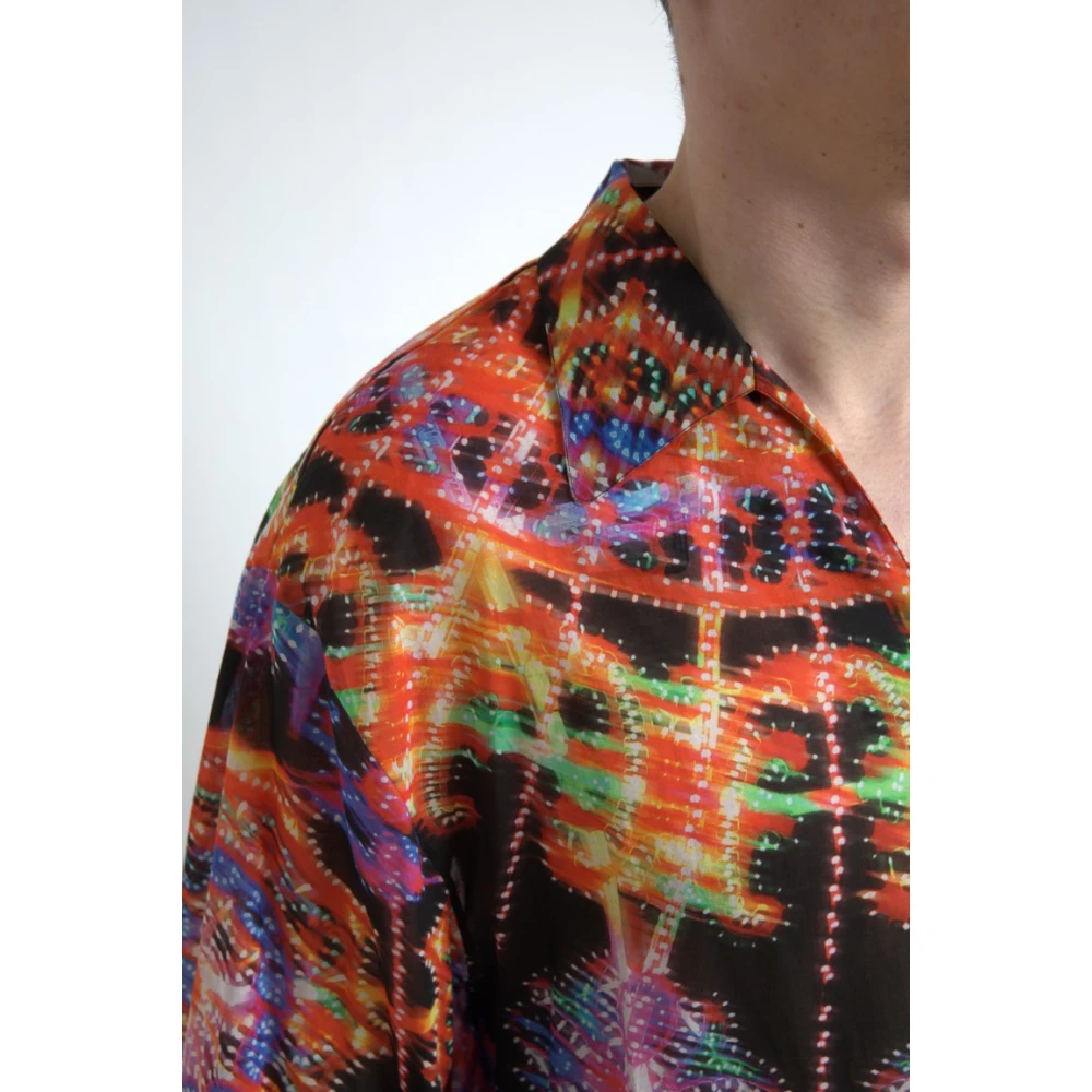 Dolce & Gabbana Multicolor Luminarie Print Cotton Polo Shirt Multicolor Heren