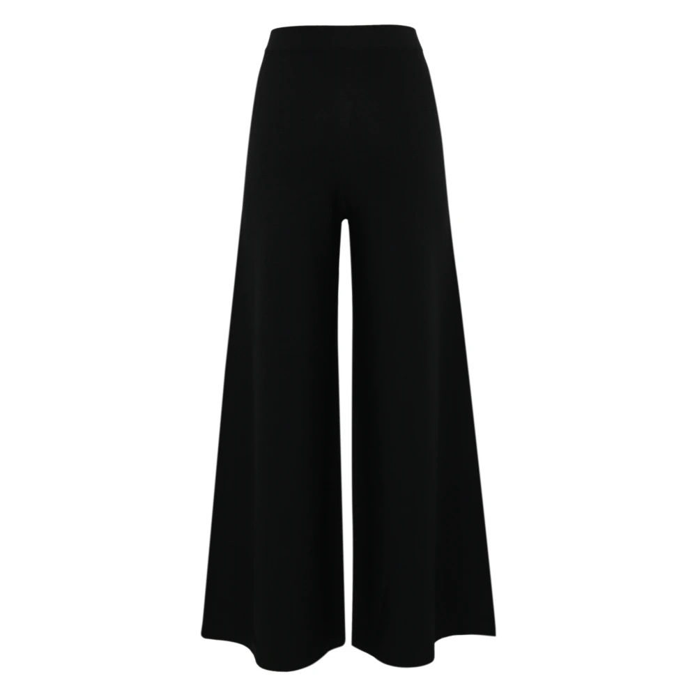 Liviana Conti Zwarte Viscose Wijde Pijp Broek Black Dames