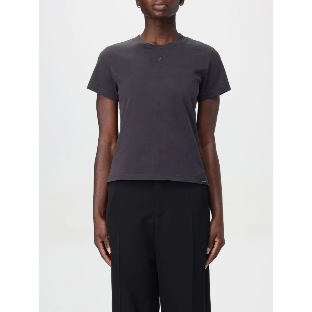 Courrèges Grijze AC Straight Stonewashed T-shirt Gray Dames